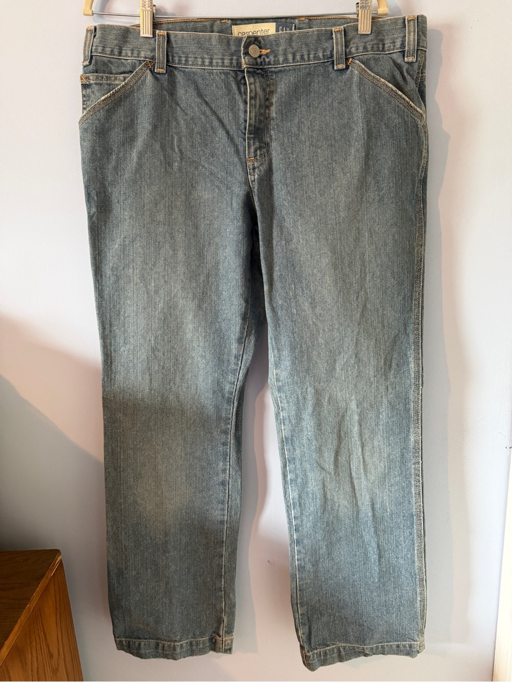 GAP Distressed Light Blue Straight-Leg Carpenter Jeans